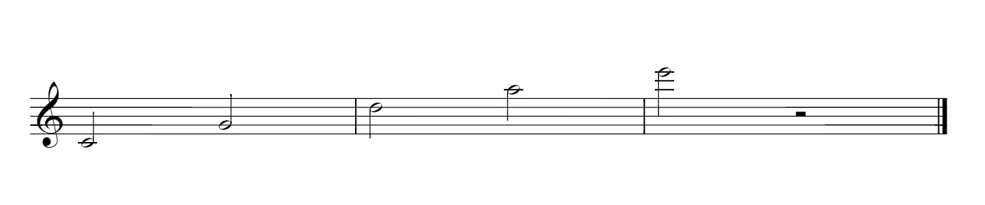 Staff with fifths-based structure for the pentatonic scale