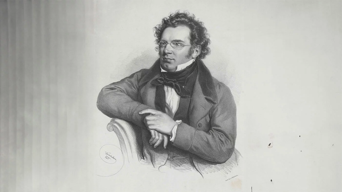 Gezeichnetes Porträt von Franz Schubert.